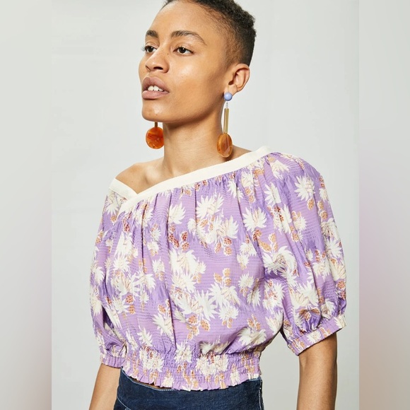 Rachel Comey Delirium top puff-sleeve seersucker// off the shoulder// size M - Picture 10 of 10